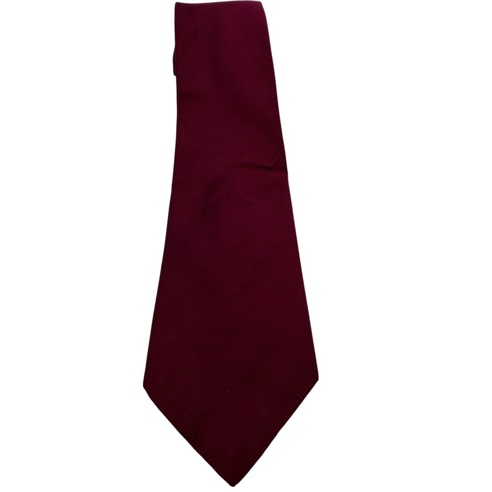 Paul Stuart Mens 3.5x58 Silk Tie Burgundy Red Ribbed Solid Made in USA (TB3)